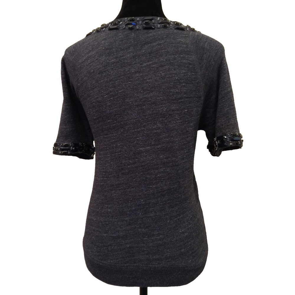 J. Crew Womens Sweatshirt Top Sz Small Navy Blue Short Sleeve Crew Embellished - Picture 7 of 12